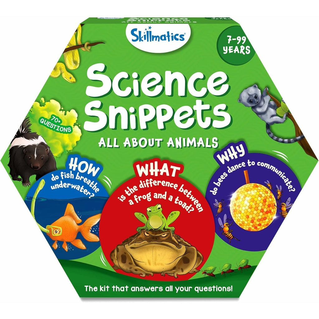 Skillmatics Science Snippets – All About Animals Educational Trivia &amp; Learning Kit | 70+ Questions | Fun Science Game for Kids &amp; Families | Ages 7–99 Years