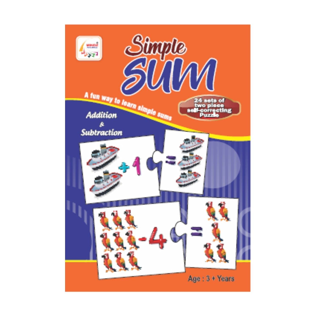 Simple Sum Learning Puzzle Cards for Kids (Age 3+)