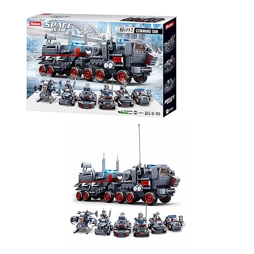 Sluban Command Vehicle 6-in-1 Building Blocks Kit for Kids (557 Pieces)