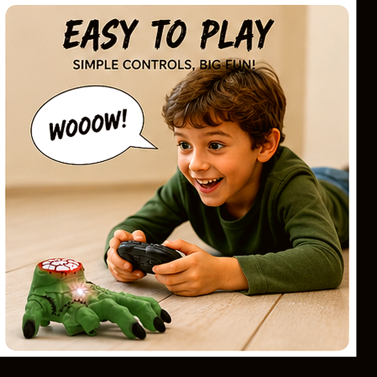 Remote Control Creepy Crawling Monster Hand Toy with LED Lights &amp; Sound Effects for Kids