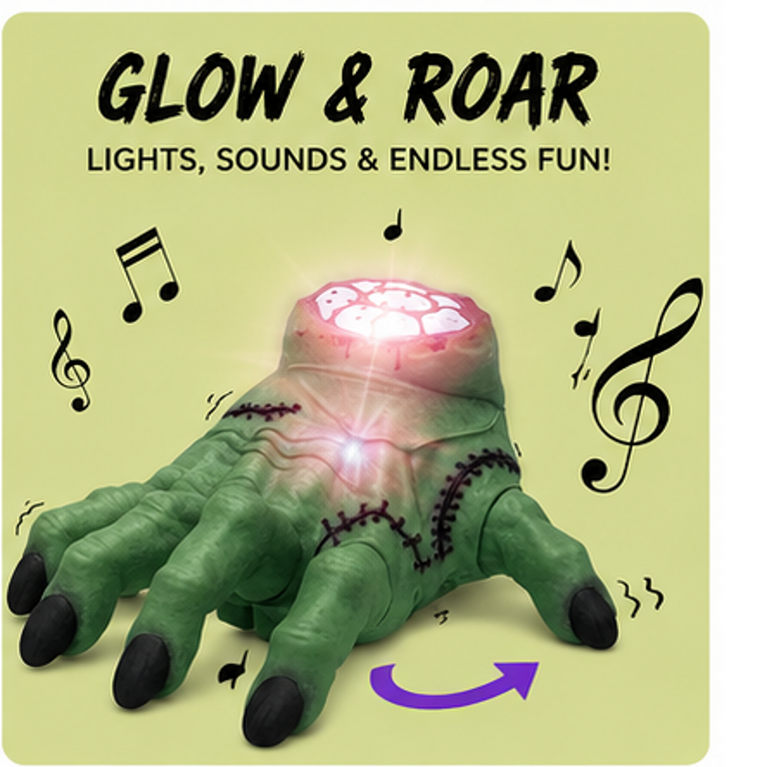 Remote Control Creepy Crawling Monster Hand Toy with LED Lights &amp; Sound Effects for Kids